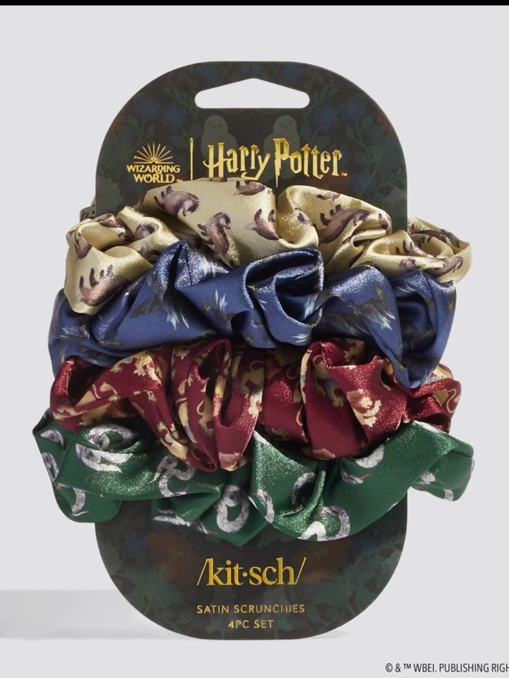 Kitsch Harry Potter Satin Scrunchies 4-Pack in Gold, Blue, Red, Green